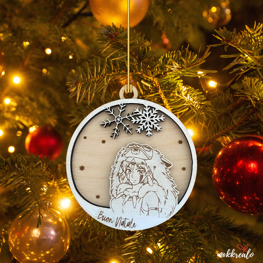 Pallina di natale in legno di betulla  taglio laser - scegli il personaggio