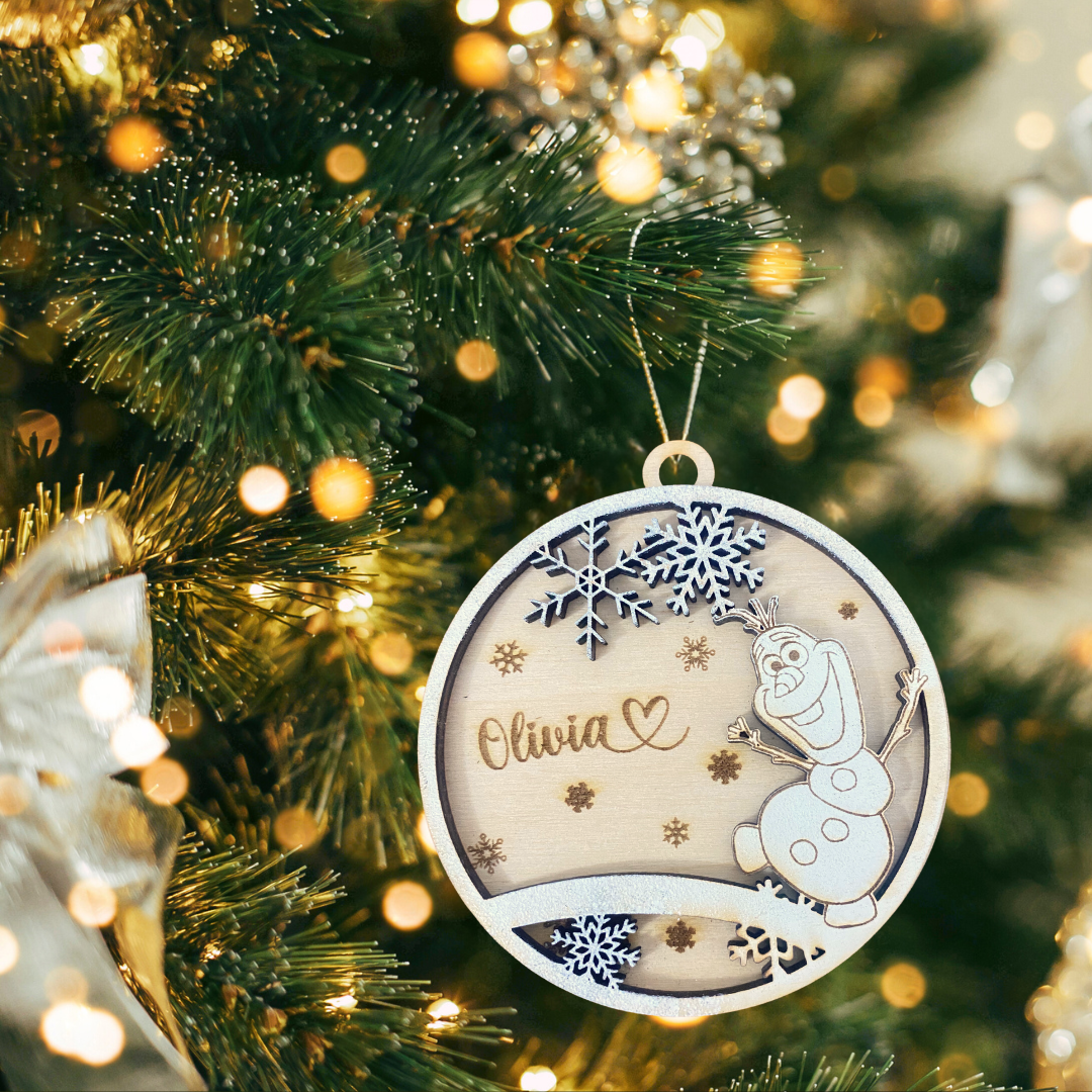 Pallina di natale in legno di betulla taglio laser personalizzabile