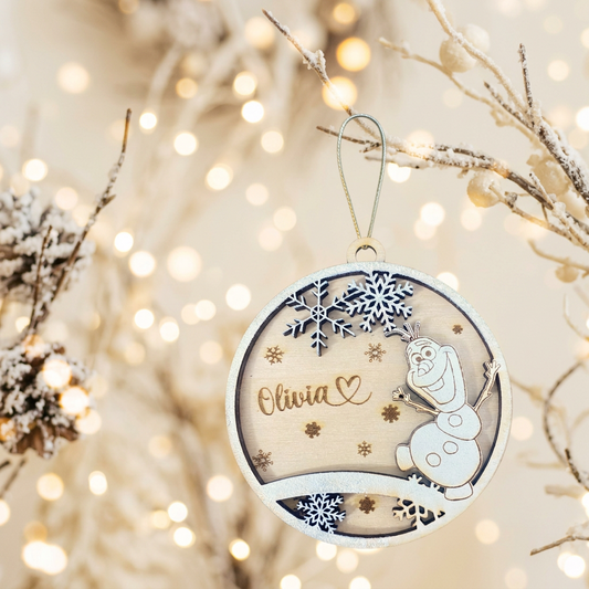 Pallina di natale in legno di betulla taglio laser personalizzabile