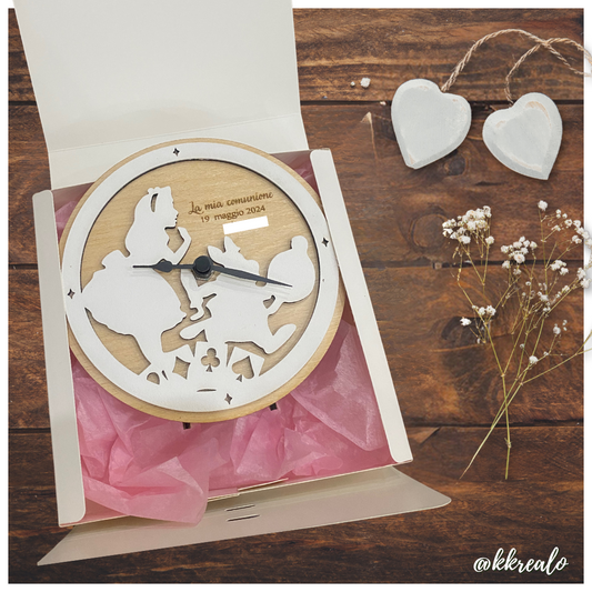Bomboniera orologio "Alice nel paese delle meraviglie " Personalizzabile - made in Italy