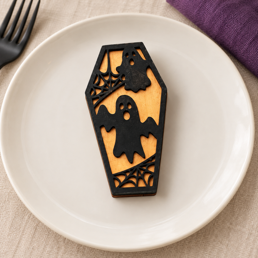 Mini bara calamita Halloween in legno – fantasma