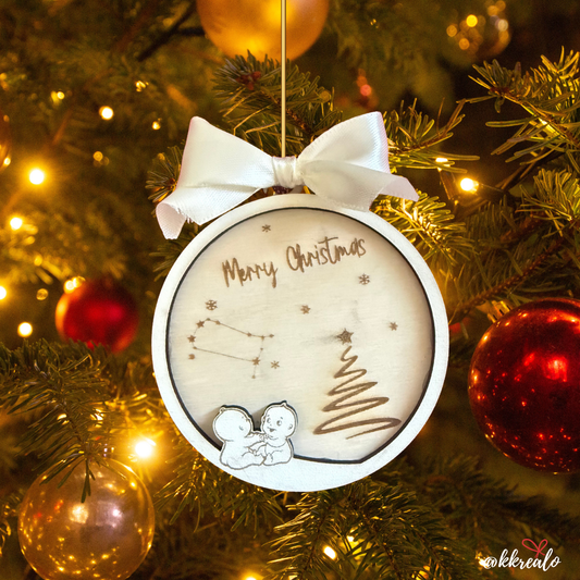 Pallina di natale in legno di betulla taglio laser - zodiaco - personalizzabile