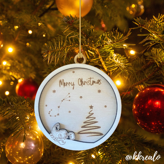Pallina di natale in legno di betulla  taglio laser - zodiaco / segno zodiacale scorpione - personalizzabile