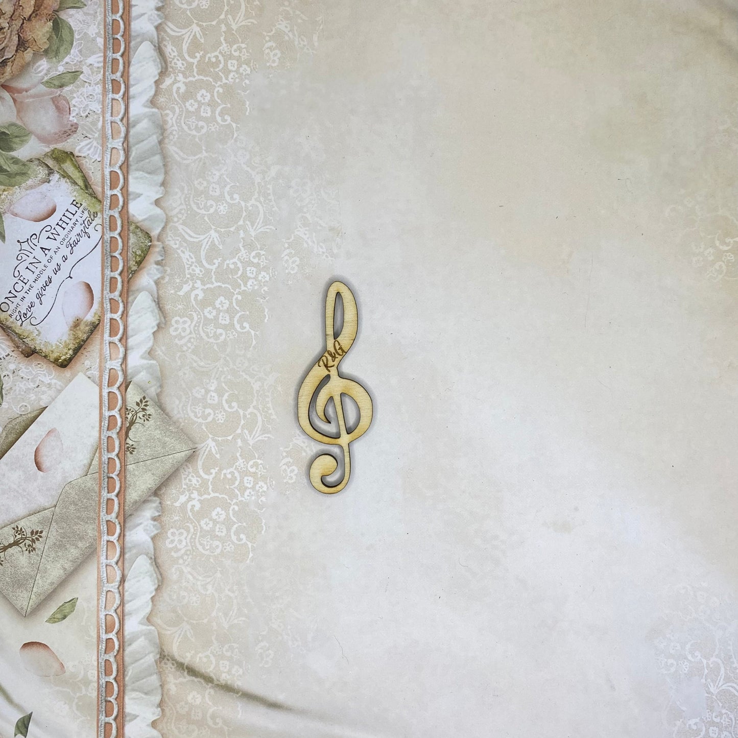 Segnaposto a tema musica - chiave di violino in legno di betulla