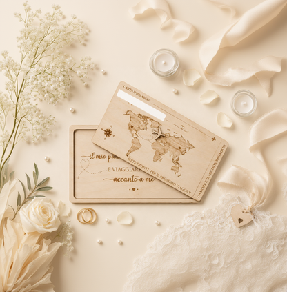 Partecipazione Matrimonio in Legno Personalizzata – Carta d’Imbarco