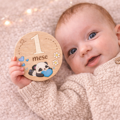 Set milestone neonato in legno  – 16 dischi mesi + momenti bambino, baby milestone cards, regalo nascita personalizzato