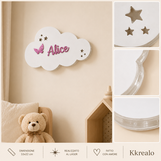 Lampada cameretta Nuvoletta luminosa personalizzata con nome