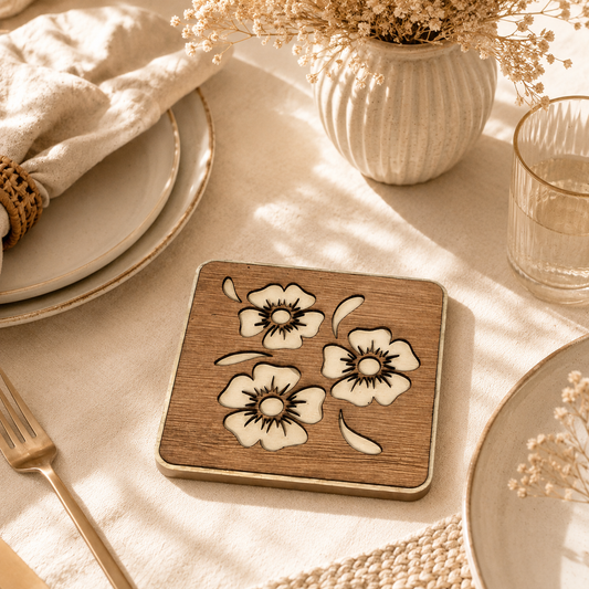 Sottopentola Floreale Personalizzato in Legno – Bomboniera Elegante