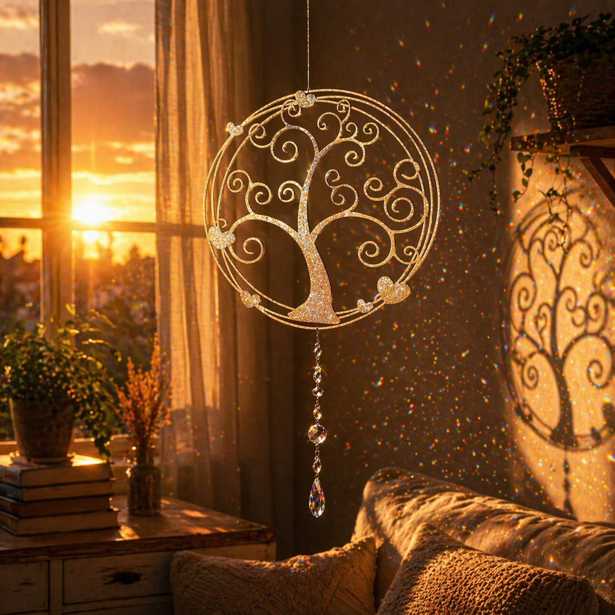 Decorazione cattura sole / acchiappa luce con cristalli di luce mod. Albero della vita