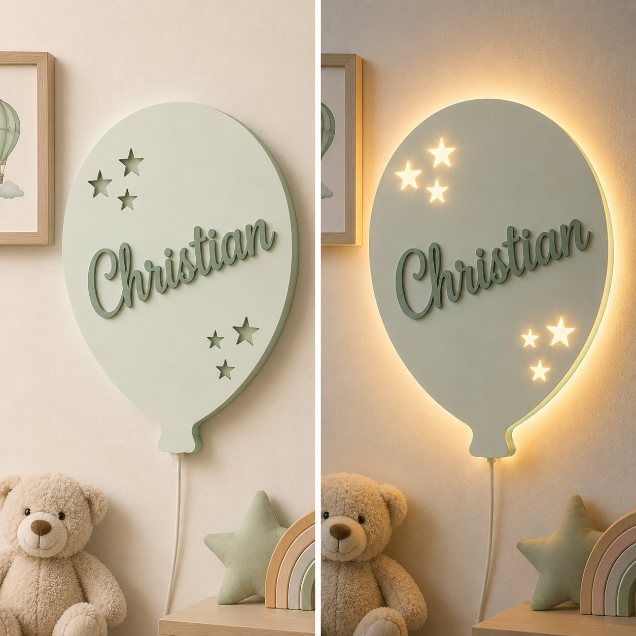 Lampada da Parete Palloncino Personalizzata con Nome | Cameretta Bambino e Bambina