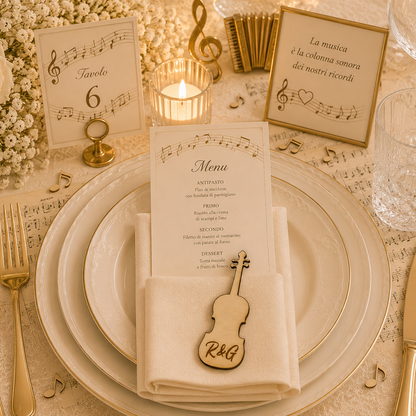 Segnaposto Personalizzato in Legno – Tema musica per Matrimonio, Battesimo e Comunione