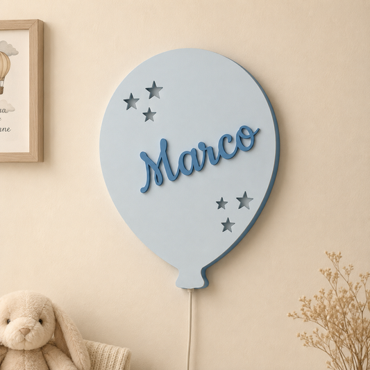 Lampada da Parete Palloncino Personalizzata con Nome | Cameretta Bambino e Bambina
