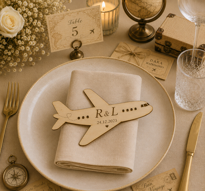 Segnaposto Personalizzato in Legno – Tema viaggi per Matrimonio, Battesimo e Comunione