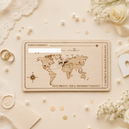 Partecipazione Matrimonio in Legno Personalizzata – Carta d’Imbarco