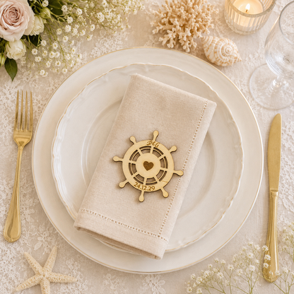 Segnaposto Personalizzato in Legno – Tema Mare per Matrimonio, Battesimo e Comunione