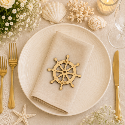 Segnaposto Personalizzato in Legno – Tema Mare per Matrimonio, Battesimo e Comunione