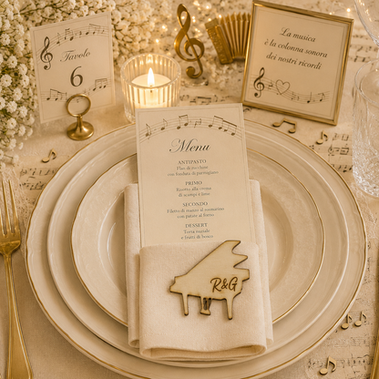 Segnaposto Personalizzato in Legno – Tema musica per Matrimonio, Battesimo e Comunione