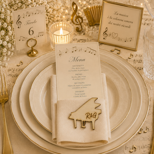 Segnaposto Personalizzato in Legno – Tema musica per Matrimonio, Battesimo e Comunione