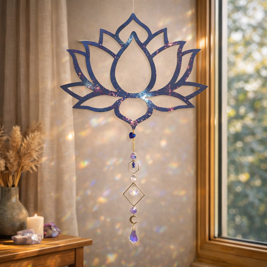 Decorazione cattura sole con cristalli di luce mod. Fiore di loto