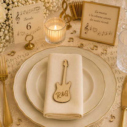 Segnaposto Personalizzato in Legno – Tema musica per Matrimonio, Battesimo e Comunione