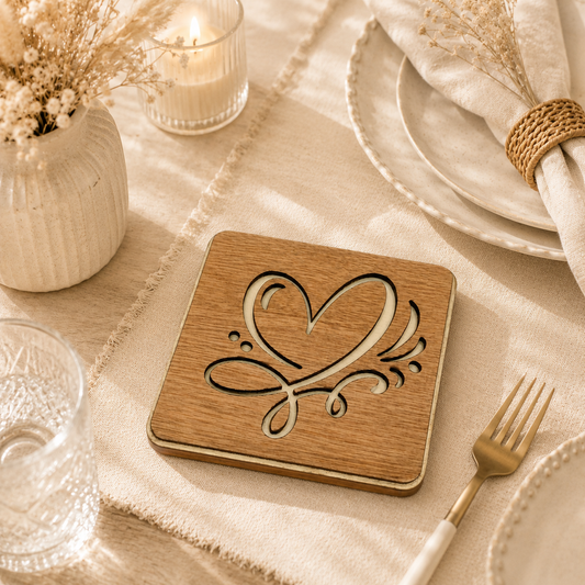 Sottopentola in Legno con Cuore Intagliato – Eleganza e Calore per la Tua Tavola