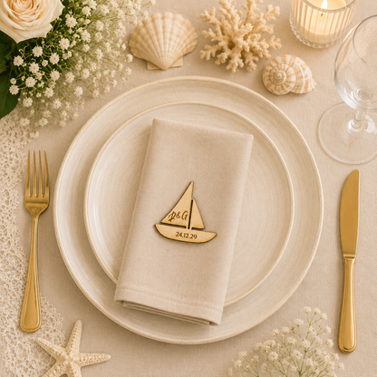 Segnaposto Personalizzato in Legno – Tema Mare per Matrimonio, Battesimo e Comunione