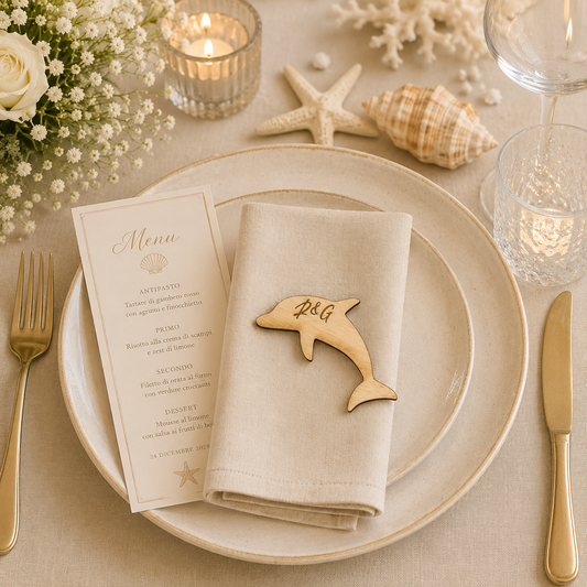 Segnaposto Personalizzato in Legno – Tema Mare per Matrimonio, Battesimo e Comunione