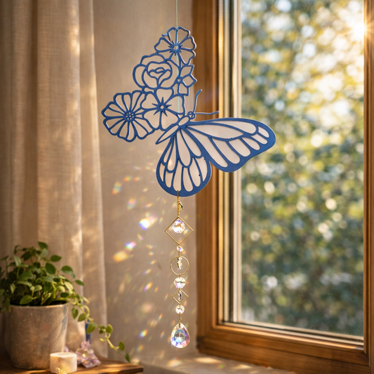 Decorazione cattura sole con cristalli di luce mod. Farfalla / fiori