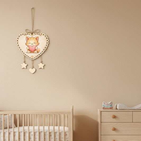 Fiocco nascita / decorazione cameretta micio - personalizzabile