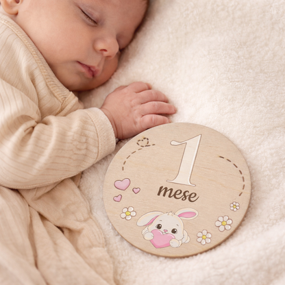 Set milestone neonato in legno  – 16 dischi mesi + momenti bambino, baby milestone cards, regalo nascita personalizzato