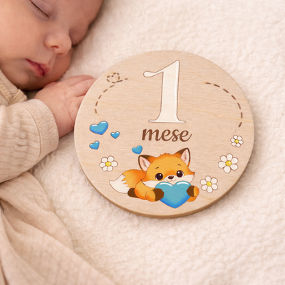 Set milestone neonato in legno  – 16 dischi mesi + momenti bambino, baby milestone cards, regalo nascita personalizzato
