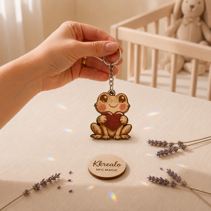 Portachiavi NFC Personalizzato in Legno – Dedica, Foto, Musica o Messaggio