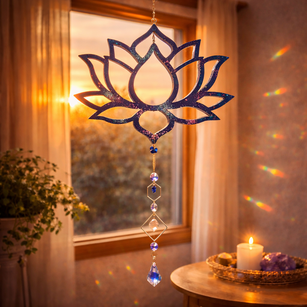 Decorazione cattura sole con cristalli di luce mod. Fiore di loto