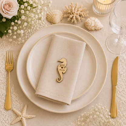 Segnaposto Personalizzato in Legno – Tema Mare per Matrimonio, Battesimo e Comunione