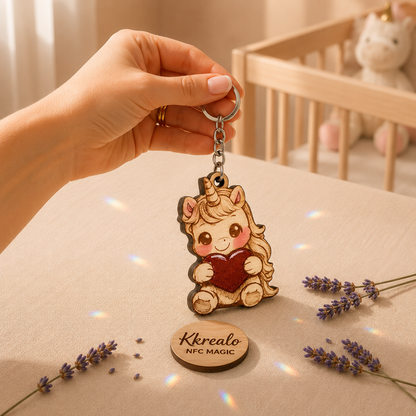 Portachiavi NFC Personalizzato in Legno – Dedica, Foto, Musica o Messaggio