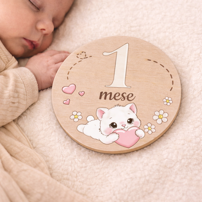 Set milestone neonato in legno  – 16 dischi mesi + momenti bambino, baby milestone cards, regalo nascita personalizzato