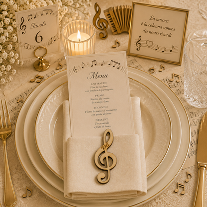Segnaposto Personalizzato in Legno – Tema musica per Matrimonio, Battesimo e Comunione