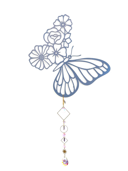 Decorazione cattura sole con cristalli di luce mod. Farfalla / fiori