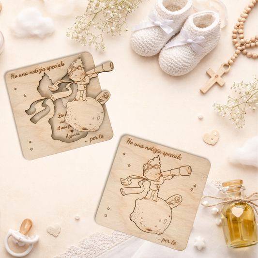 Quadretto proposta padrino, madrina in legno betulla a tema piccolo principe - personalizzabile frase e personaggio Proposta battesimo