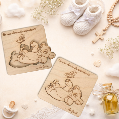 Quadretto proposta battesimo / padrino, madrina in legno betulla - Personalizzabile