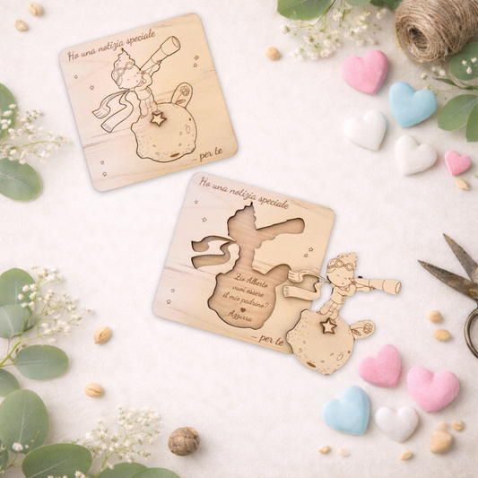 Quadretto proposta padrino, madrina in legno betulla a tema piccolo principe - personalizzabile frase e personaggio Proposta battesimo