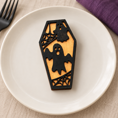 Mini bara calamita Halloween in legno – fantasma