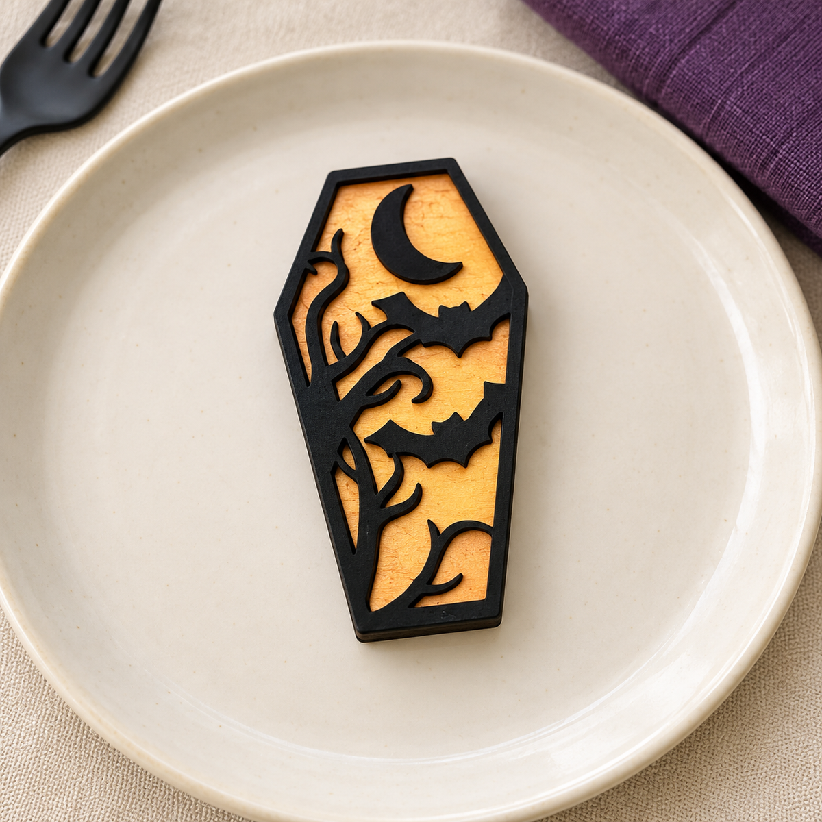Mini bara calamita Halloween in legno – pipistrelli