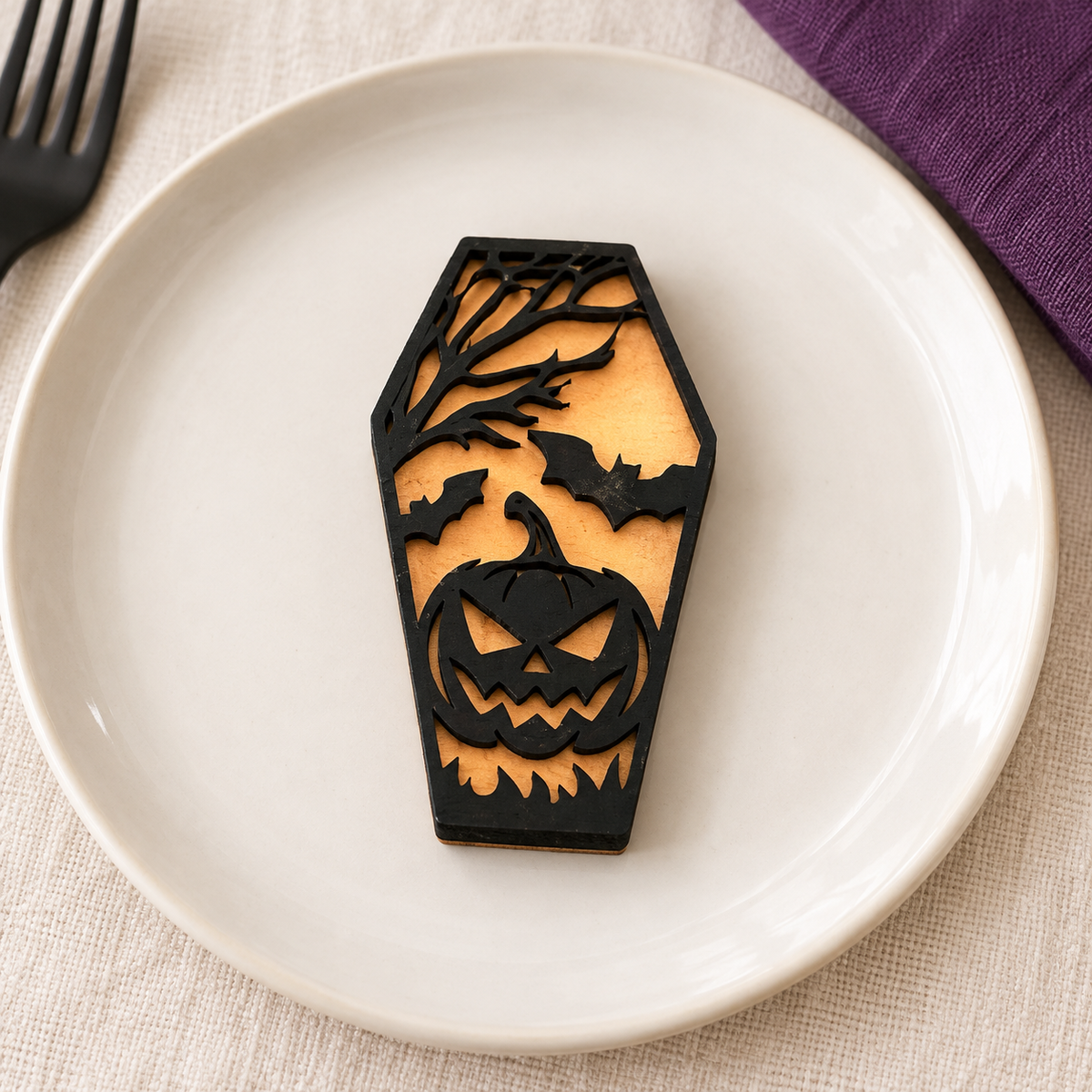 Mini bara calamita Halloween in legno – zucca grande