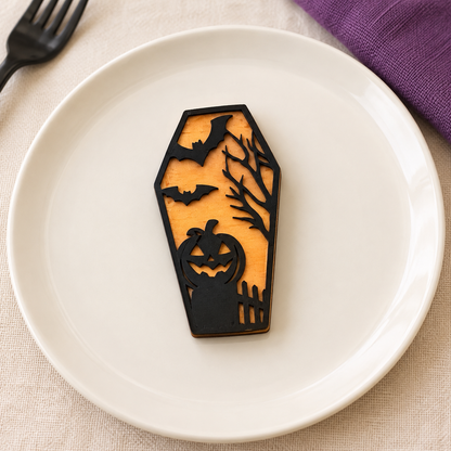 Mini bara calamita Halloween in legno – zucca piccola