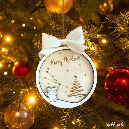 Pallina di natale in legno di betulla  taglio laser - zodiaco -  personalizzabile