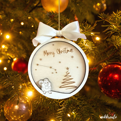 Pallina di natale in legno di betulla  taglio laser - zodiaco -  personalizzabile