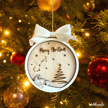 Pallina di natale in legno di betulla  taglio laser - zodiaco -  personalizzabile