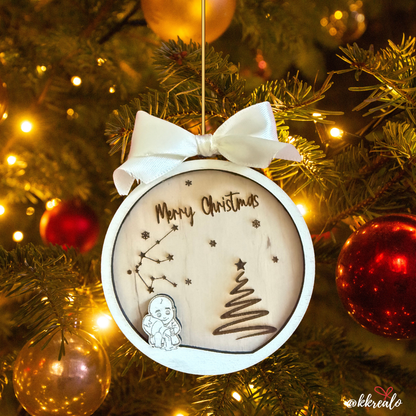 Pallina di natale in legno di betulla  taglio laser - zodiaco -  personalizzabile