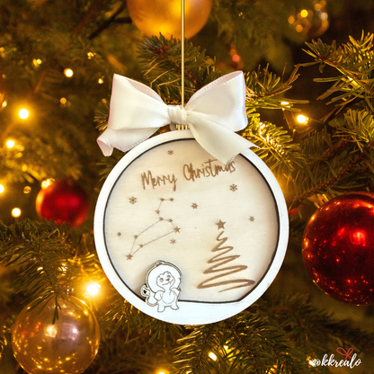 Pallina di natale in legno di betulla  taglio laser - zodiaco -  personalizzabile
